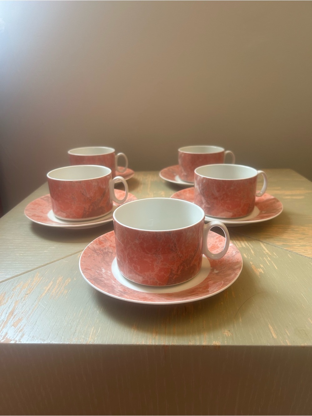Vintage 80s/90s Villeroy & Boch Siena Pattern Teacup and Saucer Set of 5
